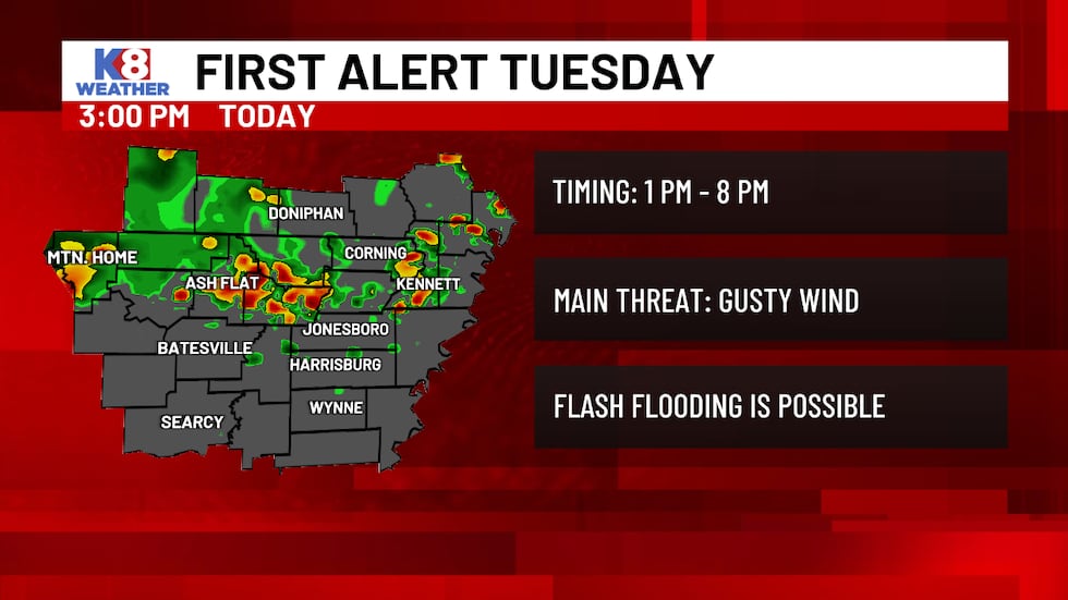 FIRST ALERT: Gusty winds, flash flooding possible