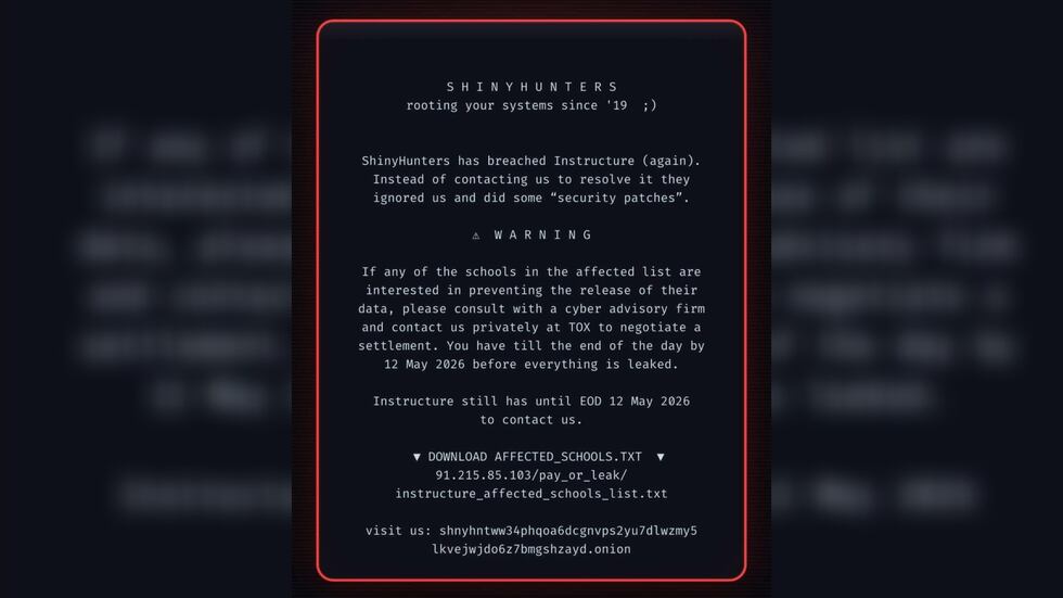 Canvas Ransomware Message Cybercriminal group reportedly breaches Canvas, exposing student ...
