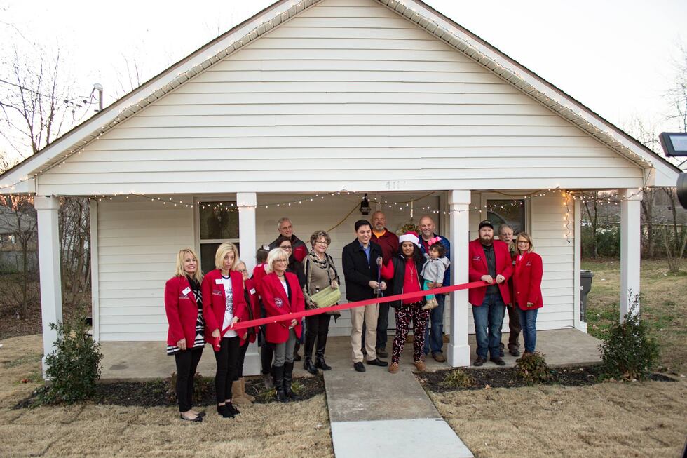 The Jonesboro Chamber of Commerce hosted a ribbon cutting Friday for a new home sponsored by...