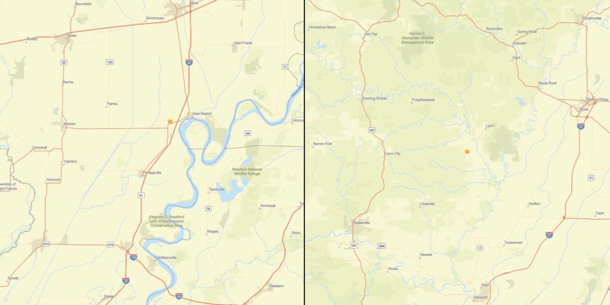 Quakes recorded in northeastern Arkansas and southeastern Missouri Quakes recorded in northeastern Arkansas and southeastern Missouri