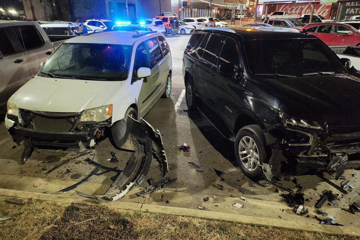 Multiple Cars Smashed Multiple cars damaged after crash downtown