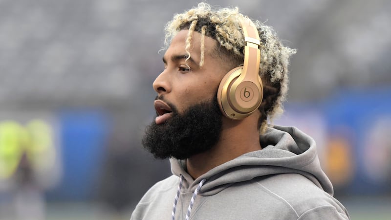 FILE - New York Giants wide receiver Odell Beckham warms up prior to an NFL football game...
