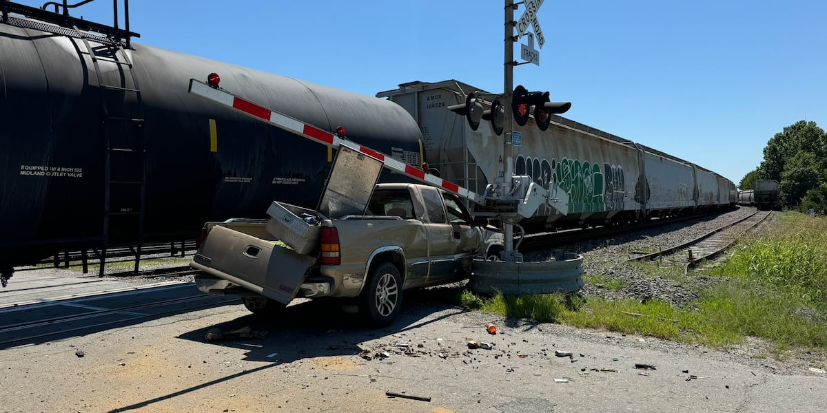 Crews respond to train, truck crash